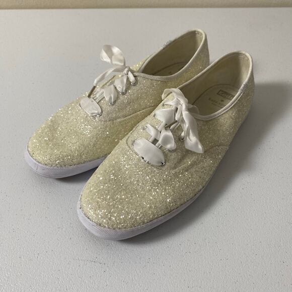Keds x Kate Spade Women's Sz 11 Champion Glitter Sneakers White Sparkle Bridal - Picture 1 of 14